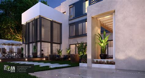 This bedroom is located on the upper level. Modern Villa Design - saudi arabia | ITQAN-2010