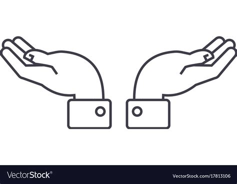 Support Hands Line Icon Sign Royalty Free Vector Image