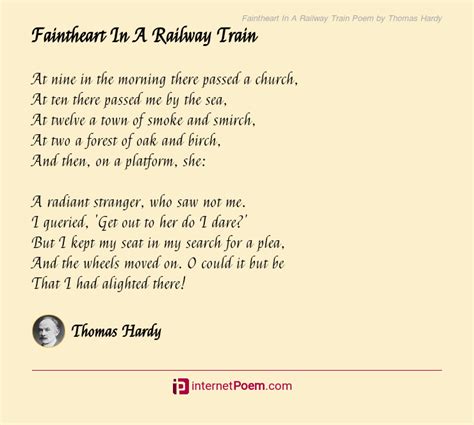 Faintheart In A Railway Train Poem By Thomas Hardy