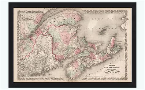 Old Map Of New Brunswick Nova Scotia 1855 Vintage Map Vintage Maps