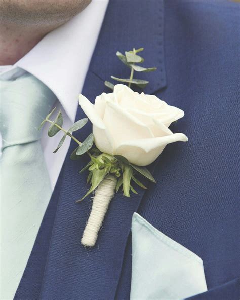 Simple But Stunning Classic White Rose And Eucalyptus Buttonhole