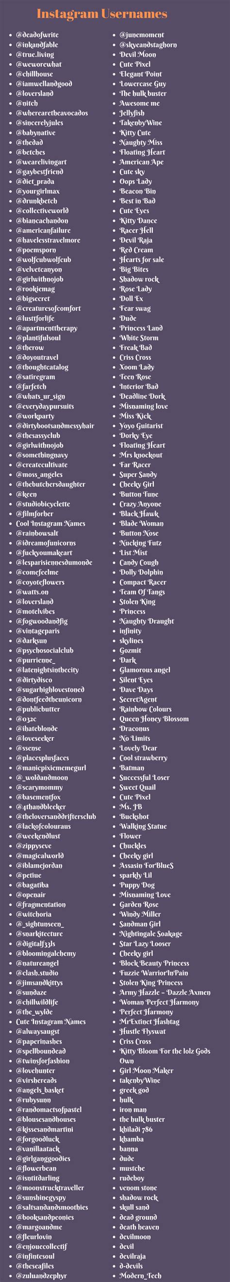 600 Best Instagram Usernames Ideas That Are Cool Funny And Unique