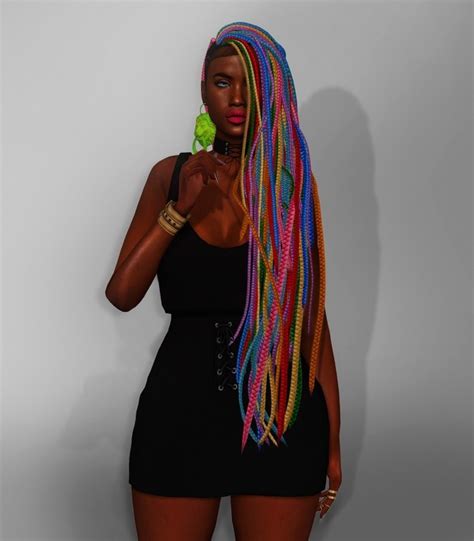 Rainbow Hair Dread Version By Thiago Mitchell At Redheadsims Sims 4