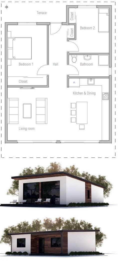 Small House Ch265 Guest House Plans Two Bedroom House