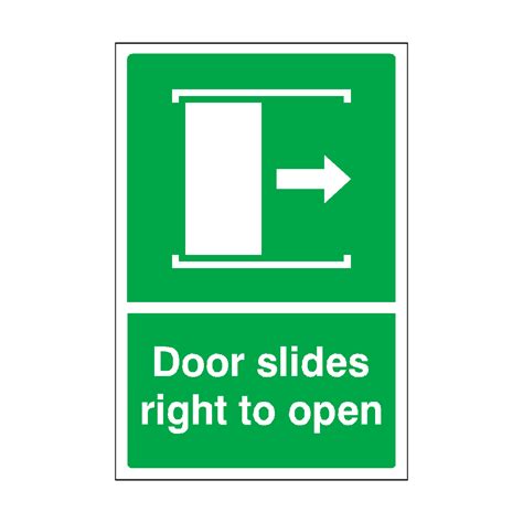 Door Slides Right To Open Sign Safety Uk