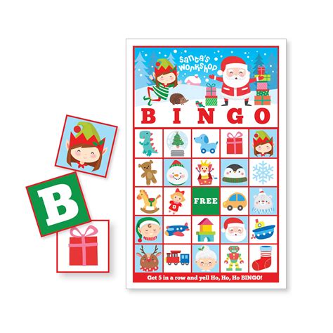 Christmas Bingo Game Santas Workshop Bingo Elf Bingo Game For Kids