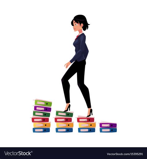 Businesswoman Climbing Up Career Ladder Shown As Vector Image