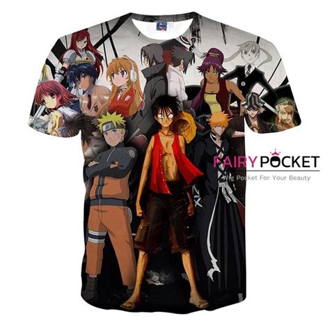 Anime Characters T Shirt Roupas Casual Camiseta