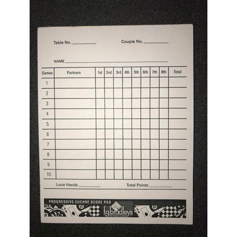 Printable Euchre Score Cards Downloads