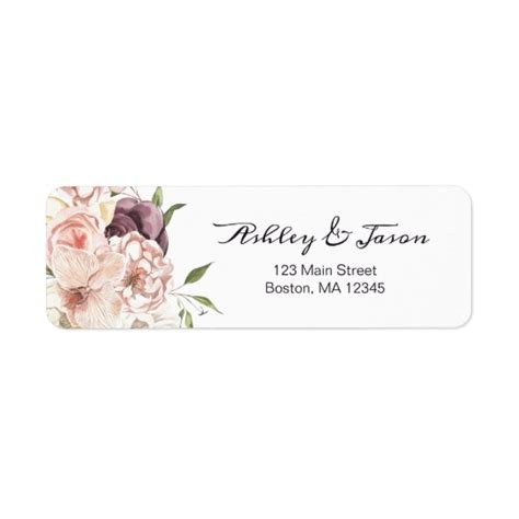 Modern Rose White Floral Return Address Label Zazzle Com Au