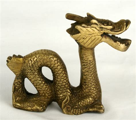 Vintage Brass Dragon Figurine Statue 3 Toed Sea Serpent Made