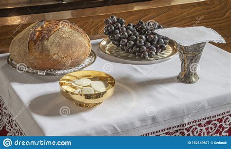 The Bread And Wine Catholic Mass The Symbols Of Eucharist Stock