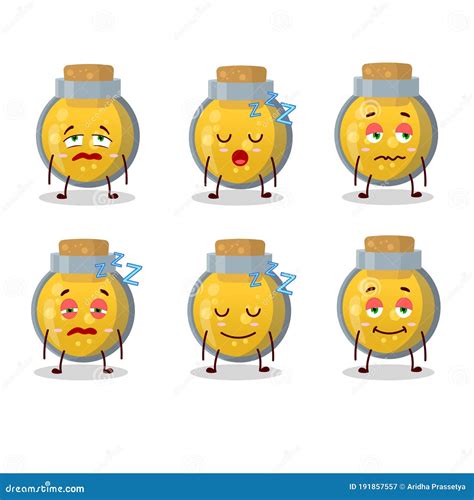 Cartoon Character Of Golden Potion With Sleepy Expression Stock Vector Illustration Of Happy