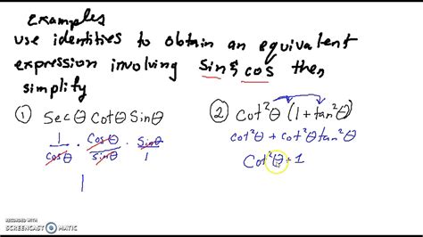 In math, this means that you can use substitution for the variable to get the same answer. Equivalent Expressions with Trig - YouTube