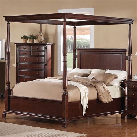 Wood Canopy Bed Frame Mens Walk In Closet