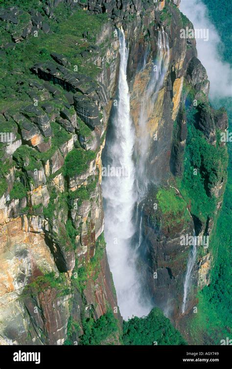Aerial Of Angel Falls Highest Waterfall In World In Canaima National