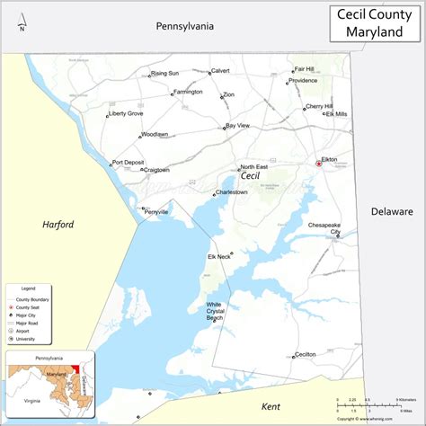 Map Of Cecil County Maryland Showing Cities Highways And Important