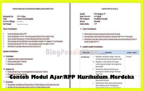 Contoh Modul Ajar Atau Rpp Kurikulum Merdeka Paud Mi Smp Dan Sma Smk Riset