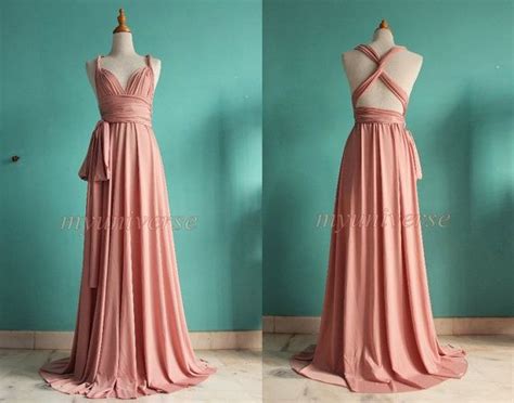 Pink Bridesmaid Dress Wrap Convertible Dress Pastel Peach Etsy Pink Bridesmaid Dresses