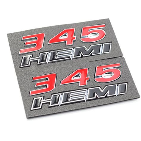 Pack Of 2 Powertech 345 Hemi Emblem Fender Side Badge Decal Sticker