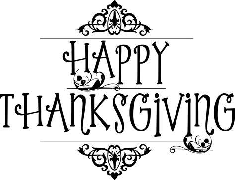 Thanksgiving Black And White Clipart Happy Thanksgiving Typography