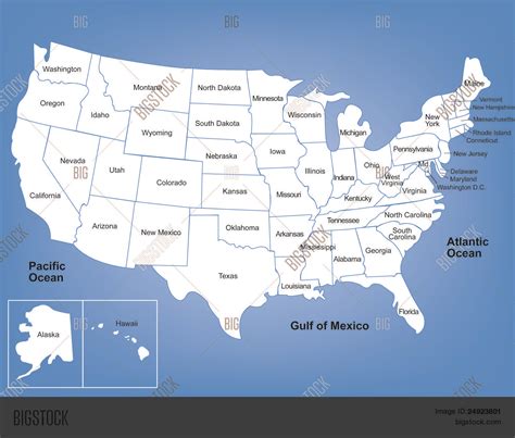 United States Map Map Of United States Vector Stock Illustration Images