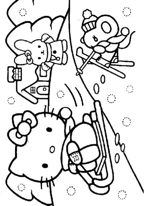 Hello Kitty Winter Coloring Page | kids stuff | Pinterest | Coloring