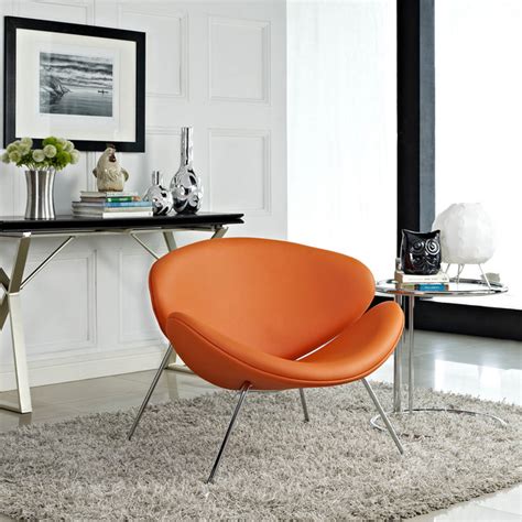 Free delivery and returns on ebay plus items for plus members. MID-CENTURY MODERN ORANGE LEATHER LOUNGE CHAIR NORA