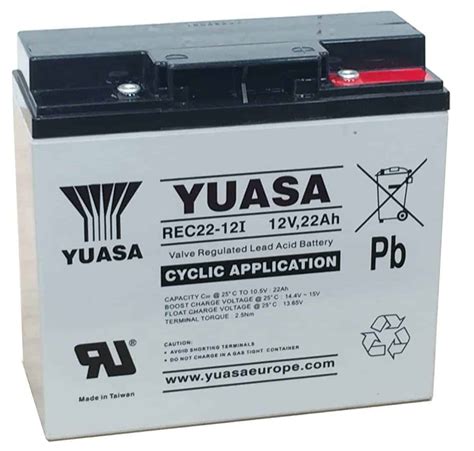 REC22-12 Yuasa 22ah VRLA Battery 12V 22Ah - Electroquest