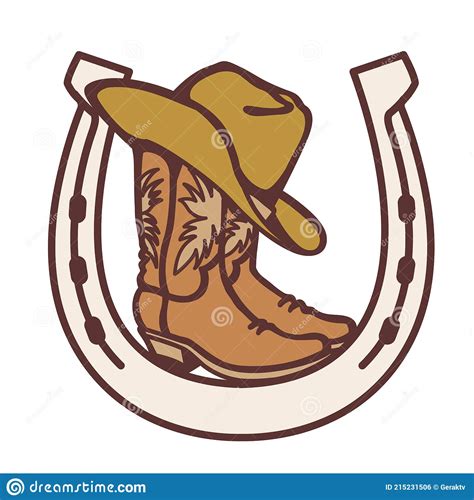 Horseshoe And Cowboy Hat Cartoon Vector 78224597