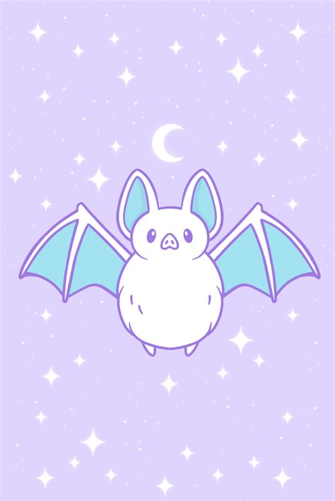 Cute Pastel Bat Mini Art Print By Nikury Without Stand 3 X 4