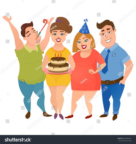 Group Happy Smiling Friends Looking Birthday Stock Vector Royalty Free