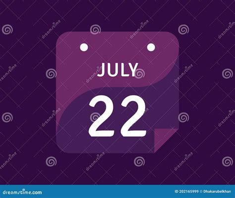 22 July July 22 Icon Single Day Calendar Vector Illustration Stock