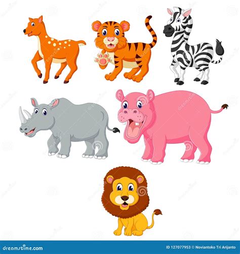 The Collection Of The Wild Animals In The Different Species Stock