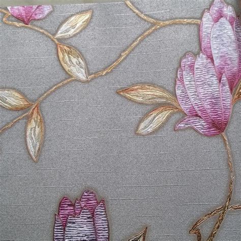 Pink Flowers Embossed Wallpaper Roll Plant Wall Paper Modern Living