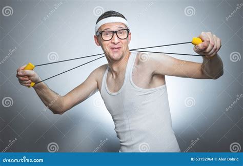 Nerd Man Doing Gym Stock Photo Image Of Exercising Exercise 63152964