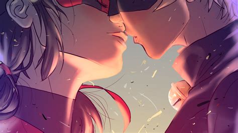 Wallpaper Illustration Anime Love Cartoon Kissing