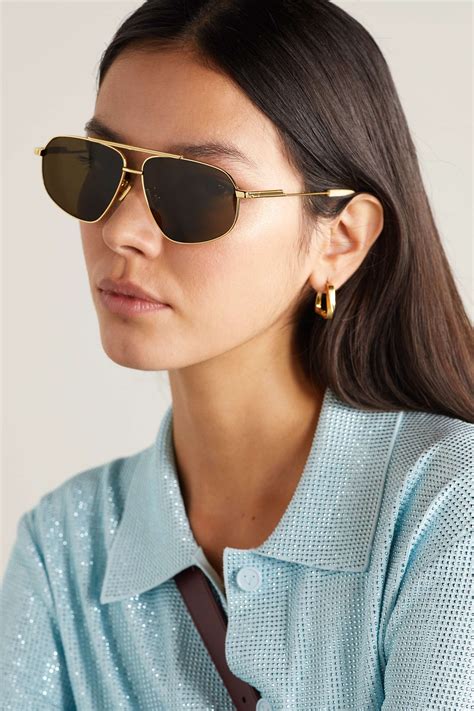 Gold Aviator Style Gold Tone Sunglasses Bottega Veneta Eyewear Net A Porter