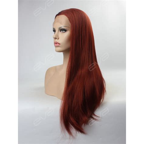 Reddish Brown Ginger Color Long Straight Synthetic Lace