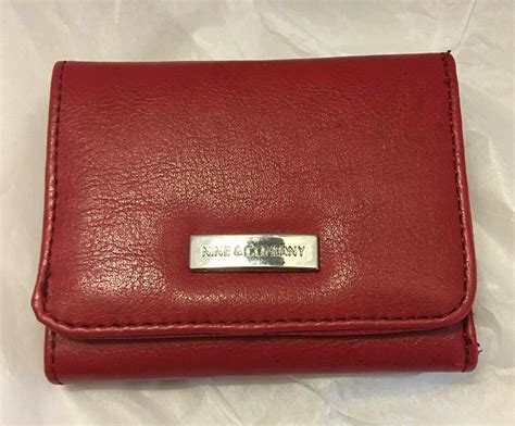 Nine Co Womens Red Trifold Wallet Zipper Coin Pocket Small Faux