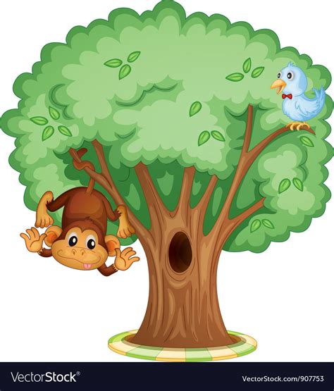Monkey In A Tree Royalty Free Vector Image Vectorstock