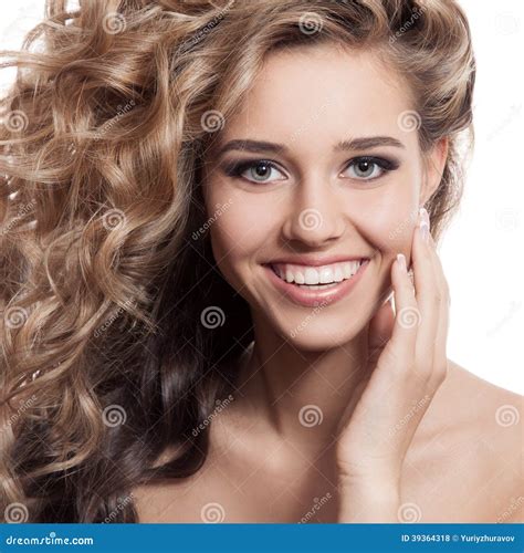 Beautiful Smiling Woman Portrait Isolated On White Stock Photo Image