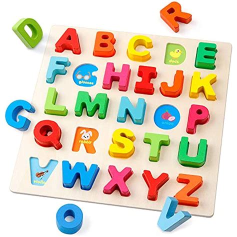 Wooden Alphabet Puzzle Andndash Letters Peg Board Sorting Abc Blocks