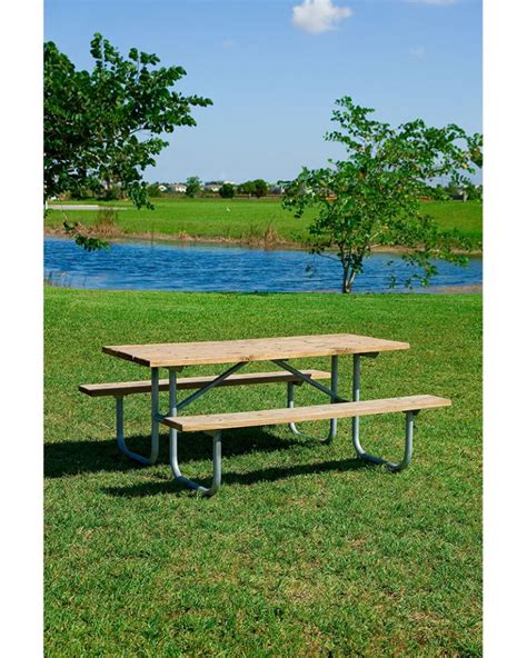 6ft Heavy Duty Picnic Table Rectangular Wooden Park Warehouse