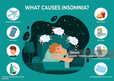 Insomnia Causes Infographics Sleeping Disorder Reasons Man Dont Sleep