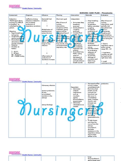 Nursing Care Plan For Pneumonia Ncp