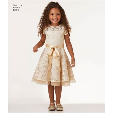 New Look Pattern 6359 Childs Dresses With Lace And Trim Details