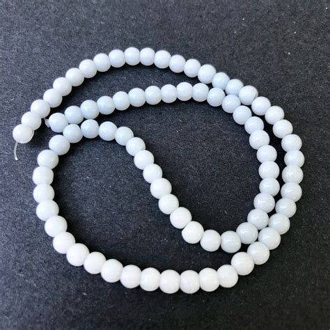 Glass Beads White Round 4 Mm Hole Is 5 Mm Full Strand Etsy Glass Beads White Jewelry