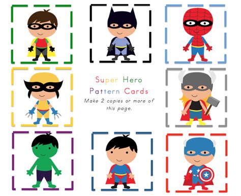 Little Superheroes Pattern Cards Preschool Printables Superhero