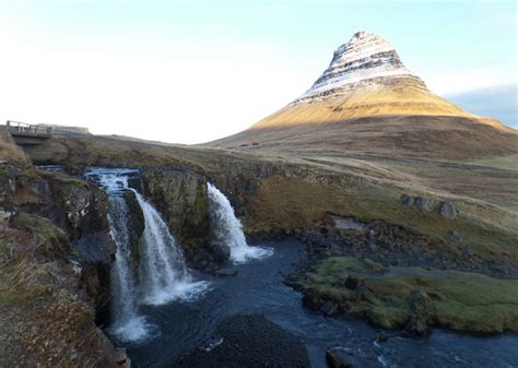 Premium Photo Kirkjufellsfoss Waterfall And Kirkjufell Mountain In